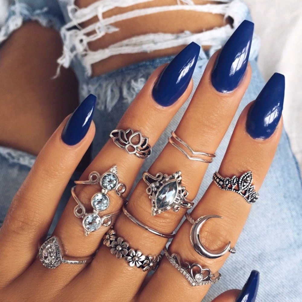 10pcs/Set Vintage Silver Rings - Picture 1 of 1